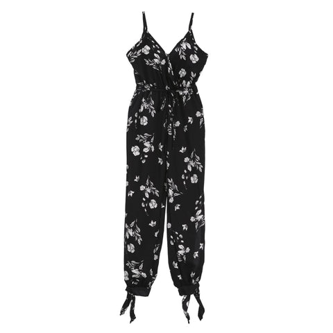 Image of Women Summer Holiday Casual Sleeveless Jumpsuits Fashion Ladies Boho Floral Bodysuit Loose Long Pant Trousers Overalls for Women